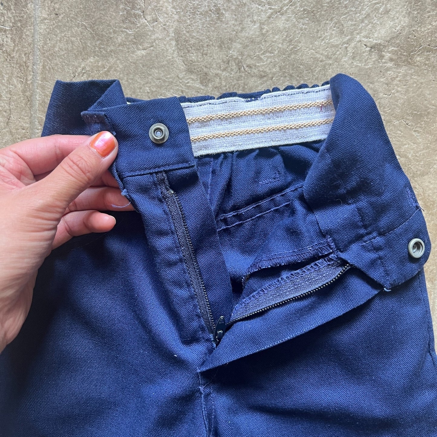 Vtg 70s Health-tex Boys Bell Bottom Pants 4 Blue High Waisted Preppy Academia