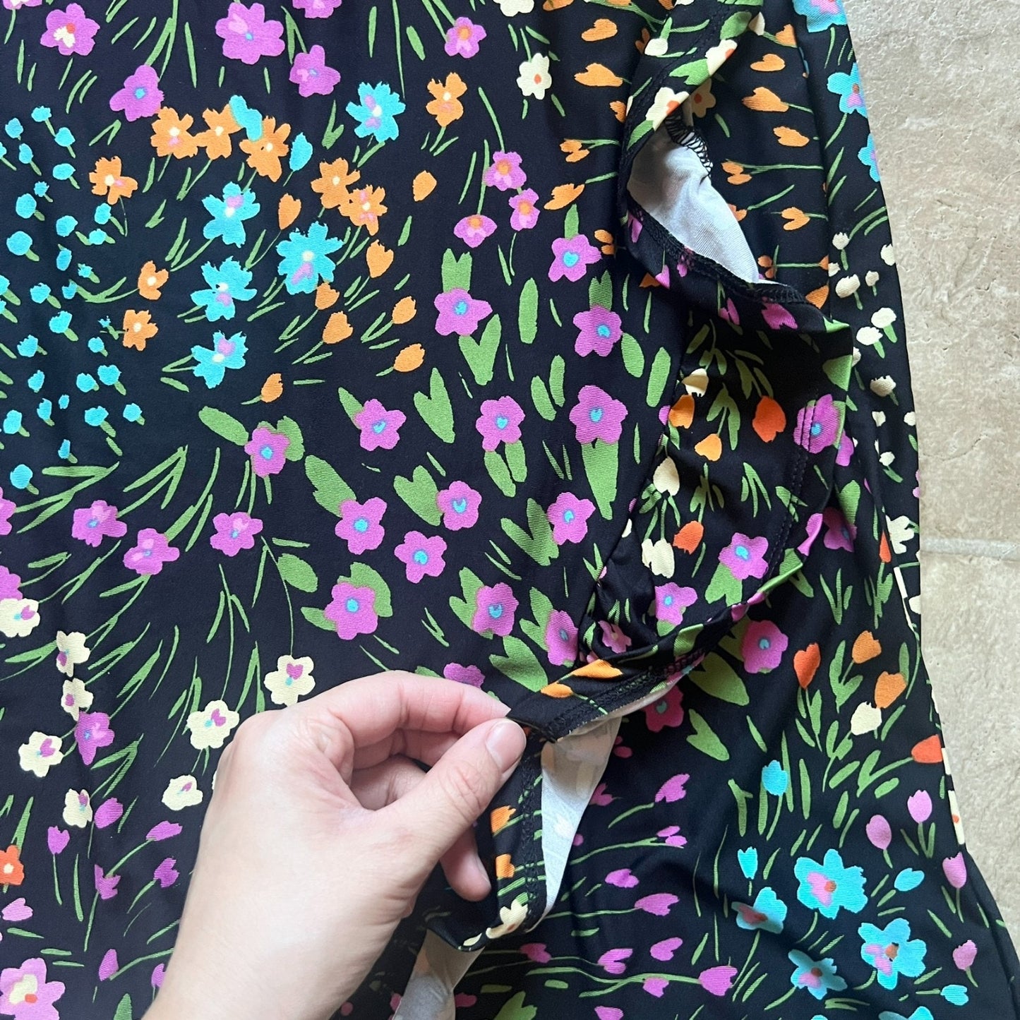 Robert Louis Floral Midi Skirt M Black Multi-color Garden Whimsical Feminine