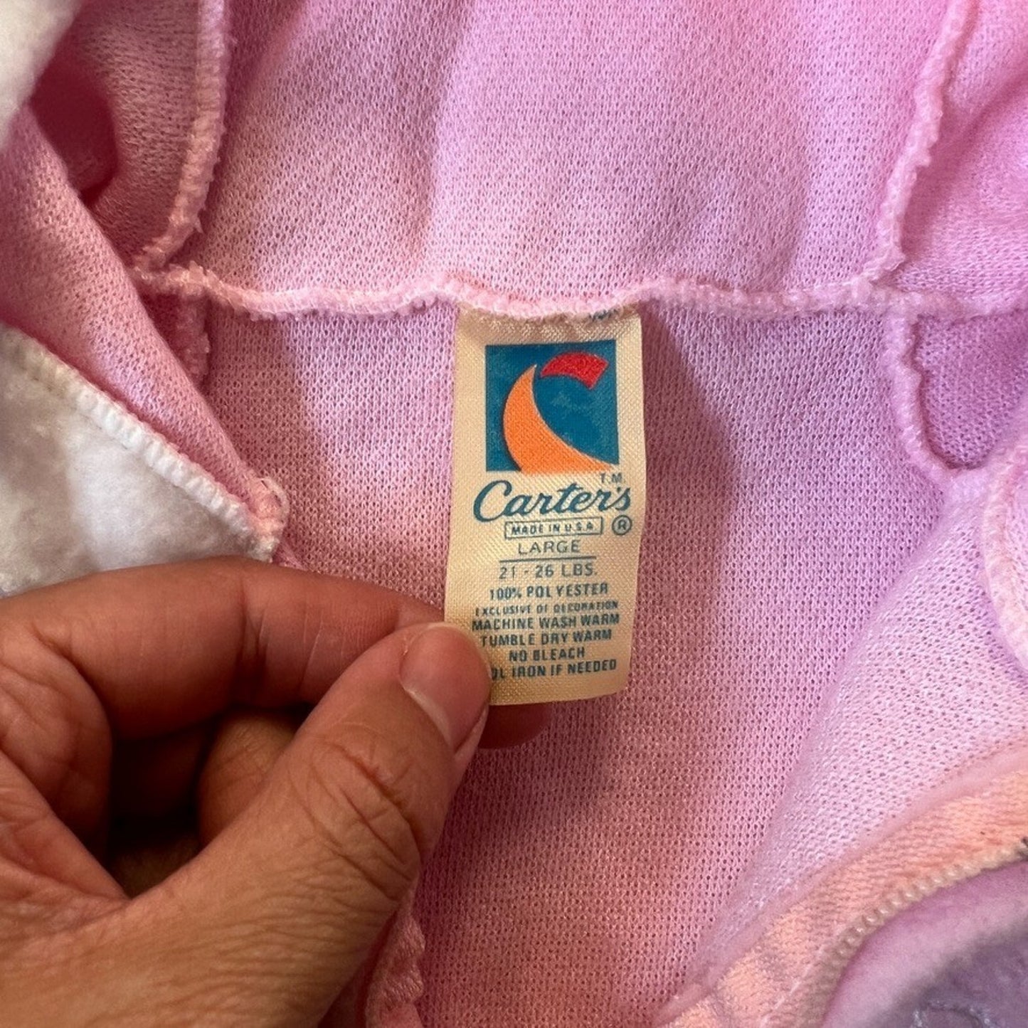 Vtg 80s Carter's Fleece Footed Romper Pink Embroidered Turtle Cottage Kitschy