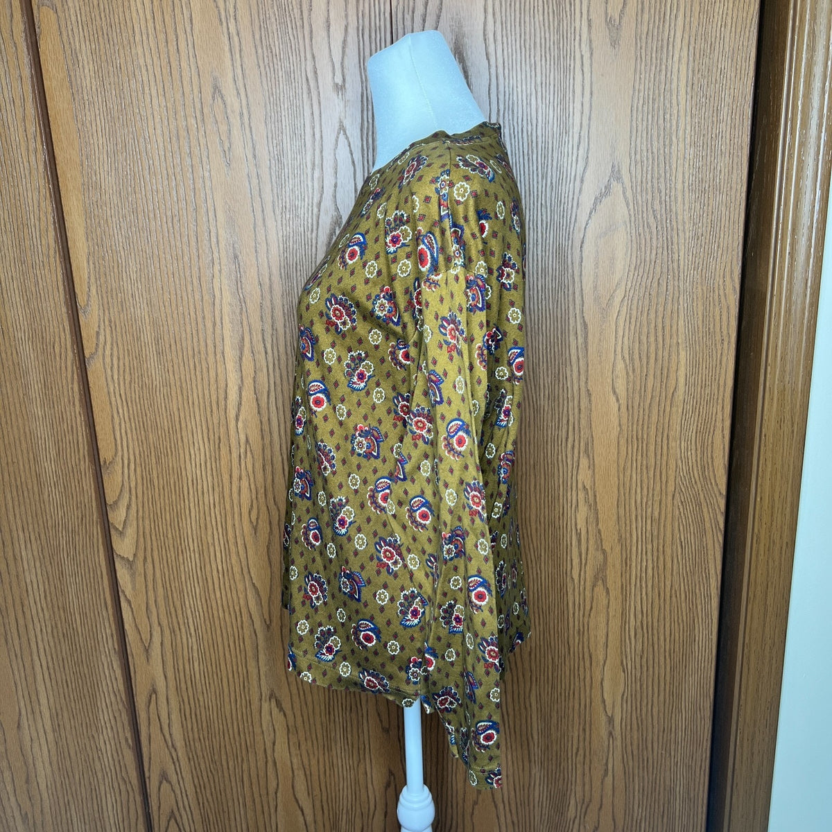 Vtg 90s United Colors of Benetton Floral Shirt M Mustard Boho Whimsigoth Autumn