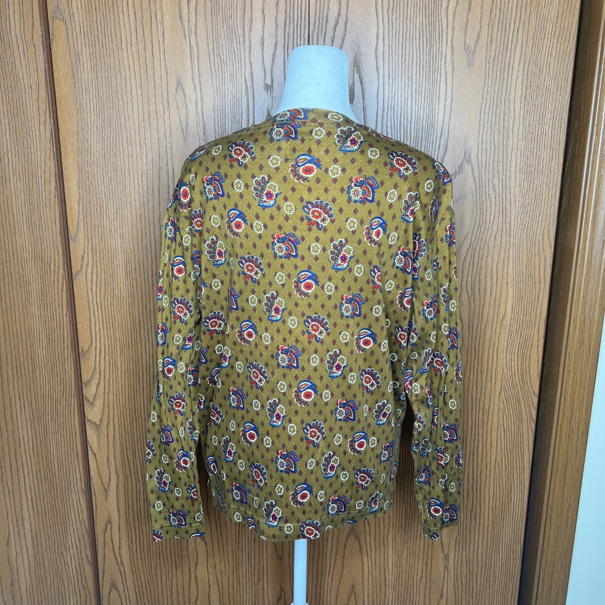Vtg 90s United Colors of Benetton Floral Shirt M Mustard Boho Whimsigoth Autumn