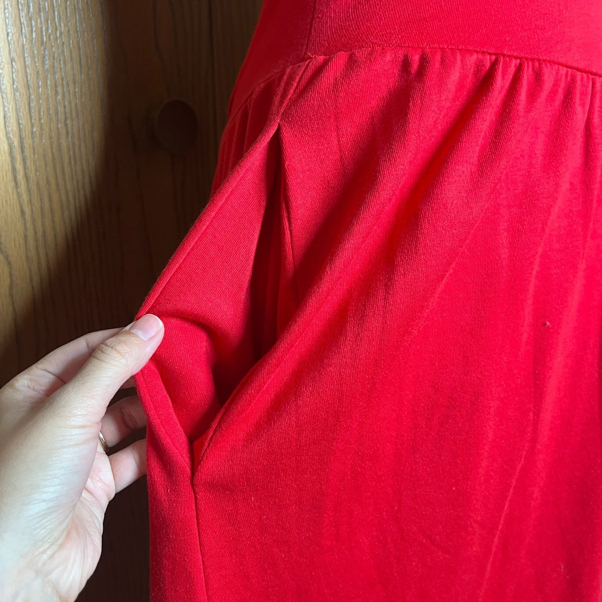 Vintage 80s Oops California Midi Dress Tomato Red Drop Waist Whimsical Romantic