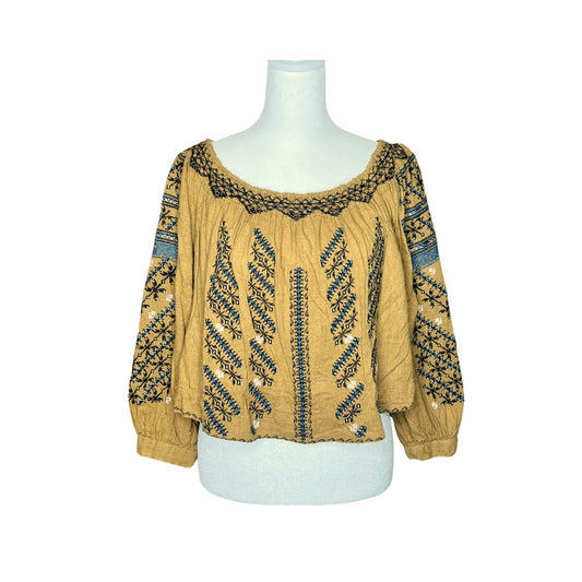 Free People All I Need Off the Shoulder Top Boho Peasant Hippie Tribal Western