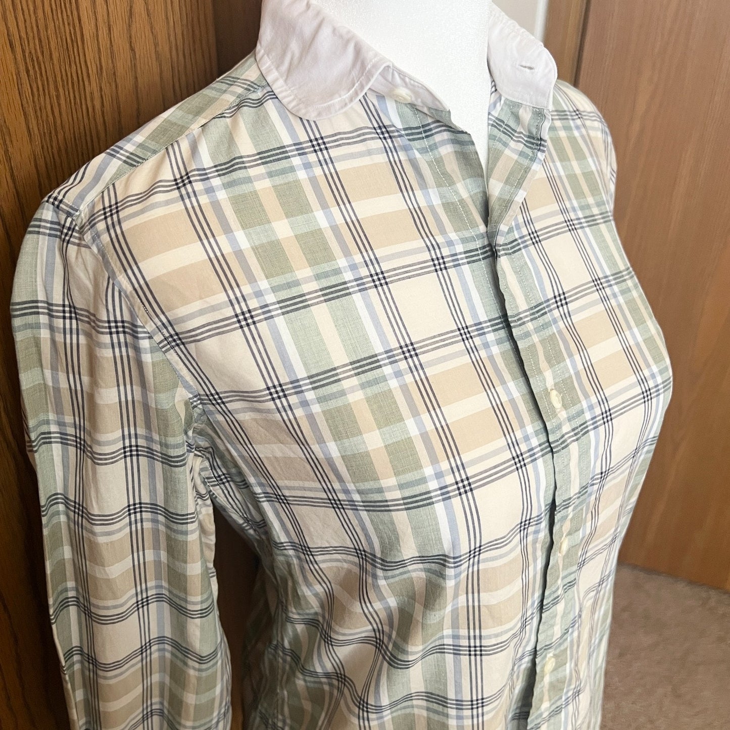 Vtg 90s Plaid Button-down 4 Peter Pan Collar Western Farmhouse Preppy Classic