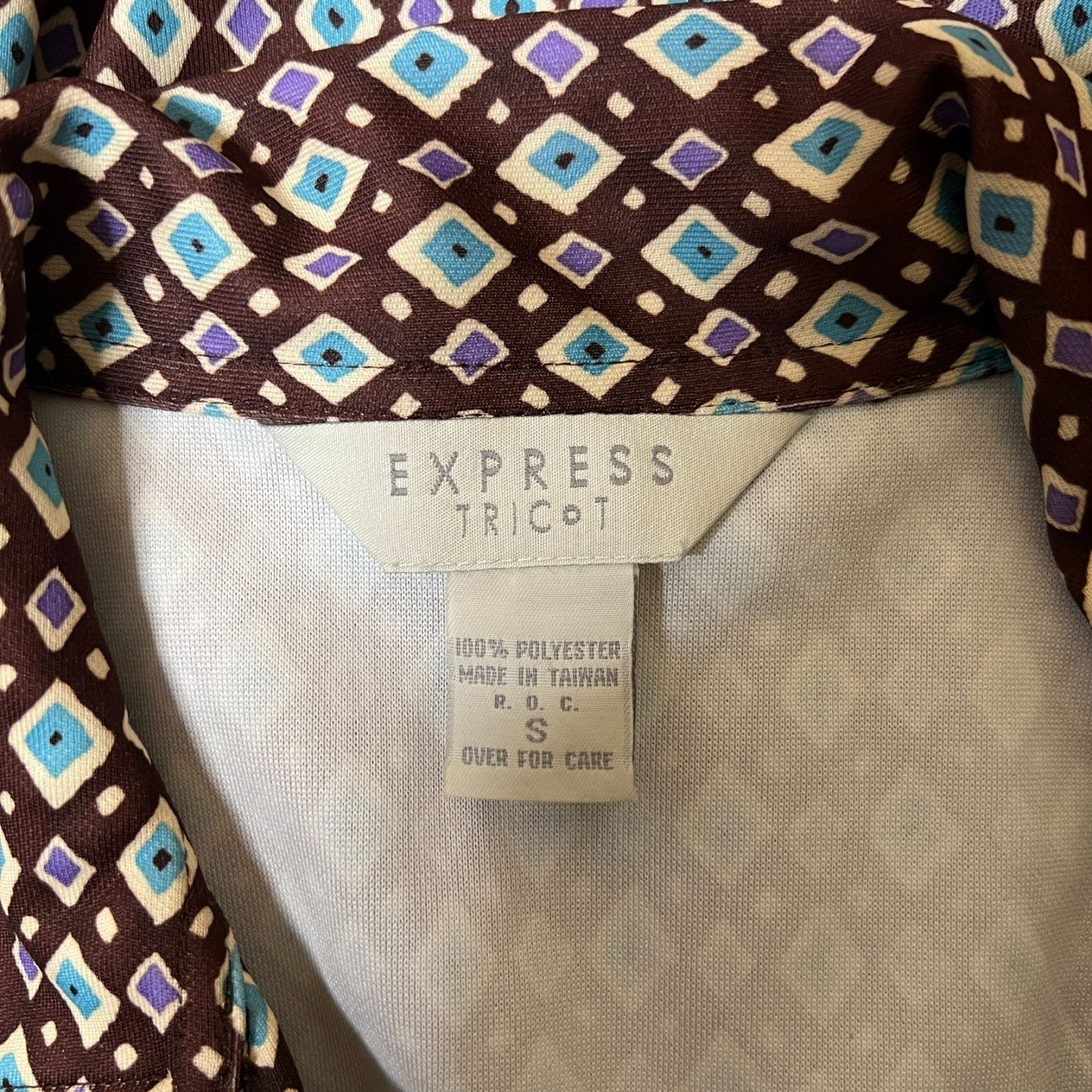 Vintage 90s Express Tricot Collared Polo Dress S Brown Groovy Mod Sporty Preppy