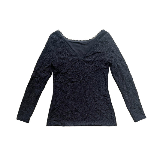 Womens Black Lace Long Sleeve Top Witchy Vampy Fairy Goth