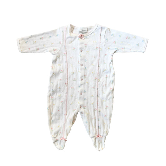 Vtg Carter's One-Piece Sleeper 3 - 6 Months Footed Floral Cottagecore Kitschy