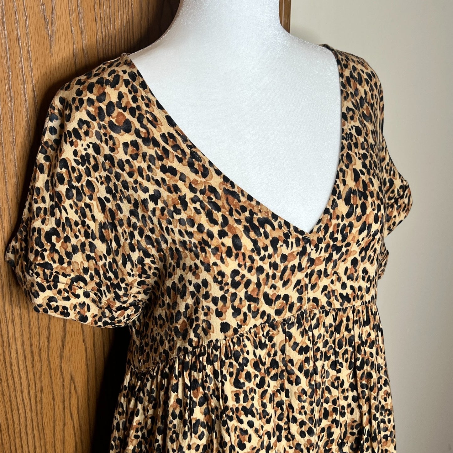 Aura Womens Leopard Print Babydoll Dress Knee Length Y2K Baddie Punk Feminine