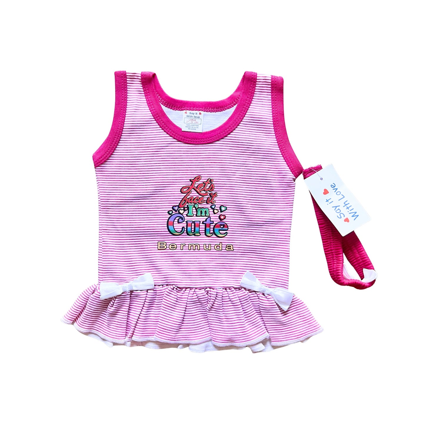 Vtg Deadstock Y2K Bermuda Destination Baby Dress L Pink Resort Vacation Summer