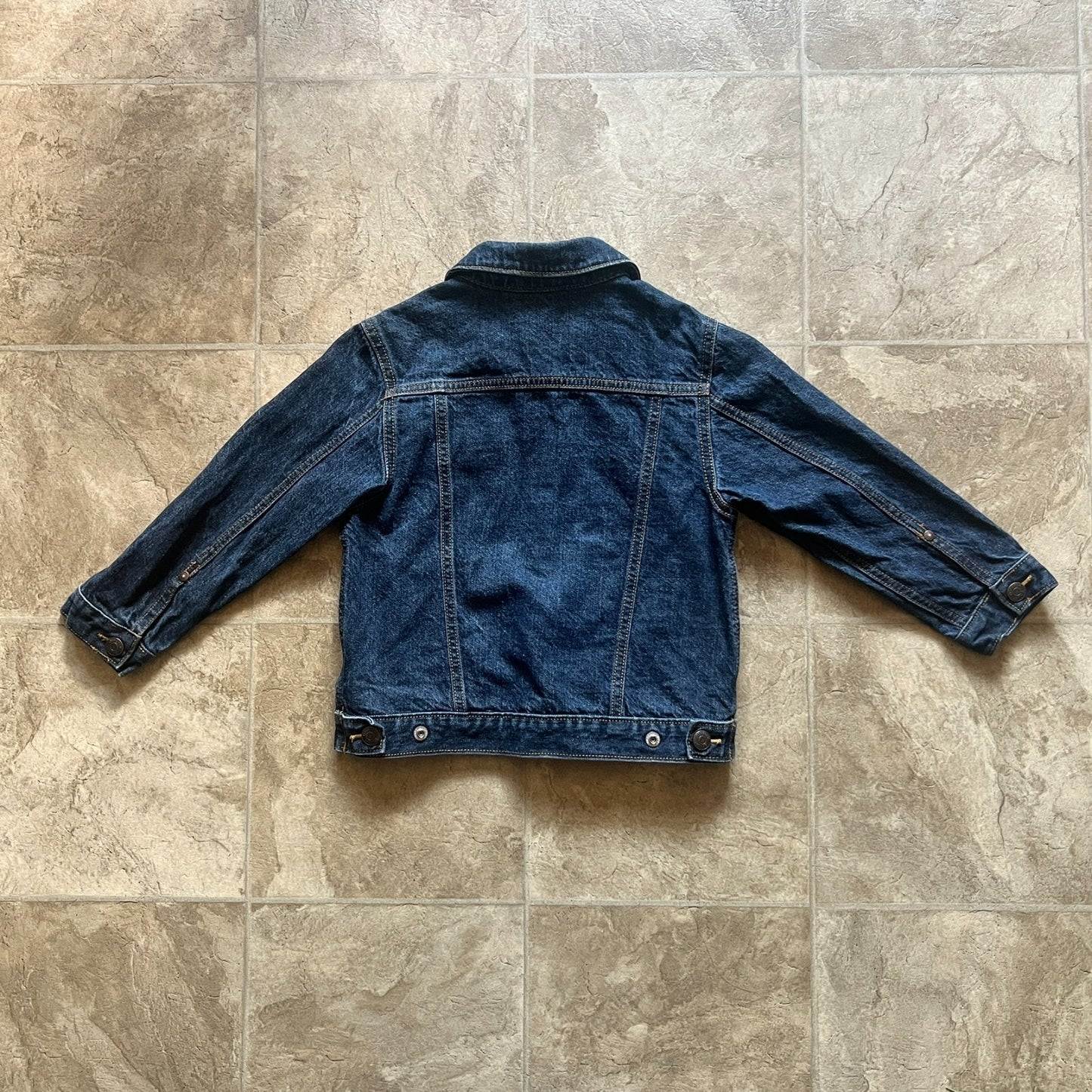 Oshkosh B'Gosh Kids Denim Jean Trucker Jacket Size 5 Snap Closure Logo Spellout
