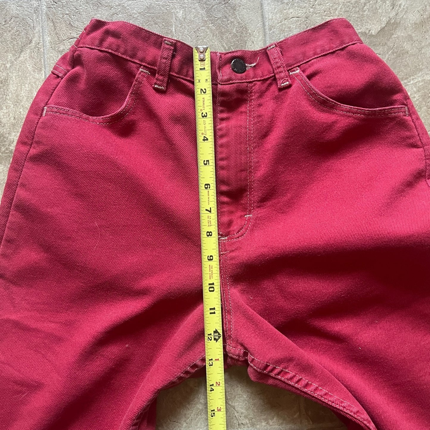 Vtg 70s Maverick High Waisted Jeans 12 Petite Red Stretchy Grunge Punk Alt Rock