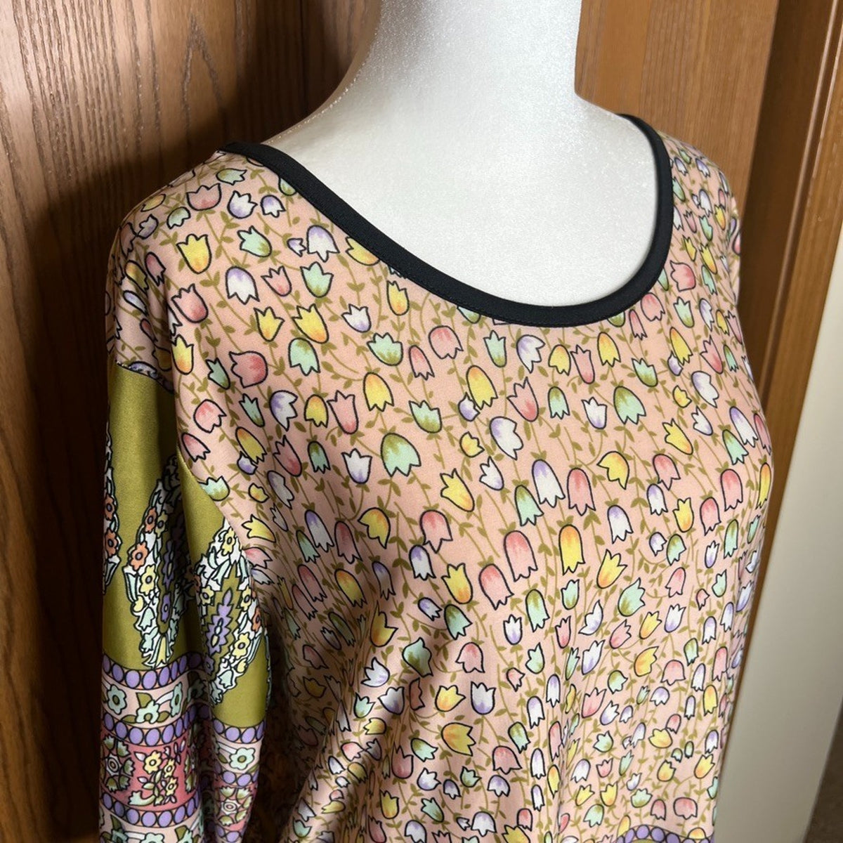 Vtg 90s Diane Von Furstenberg Dress Multi-color Floral Artsy Boho Mod Maximalist