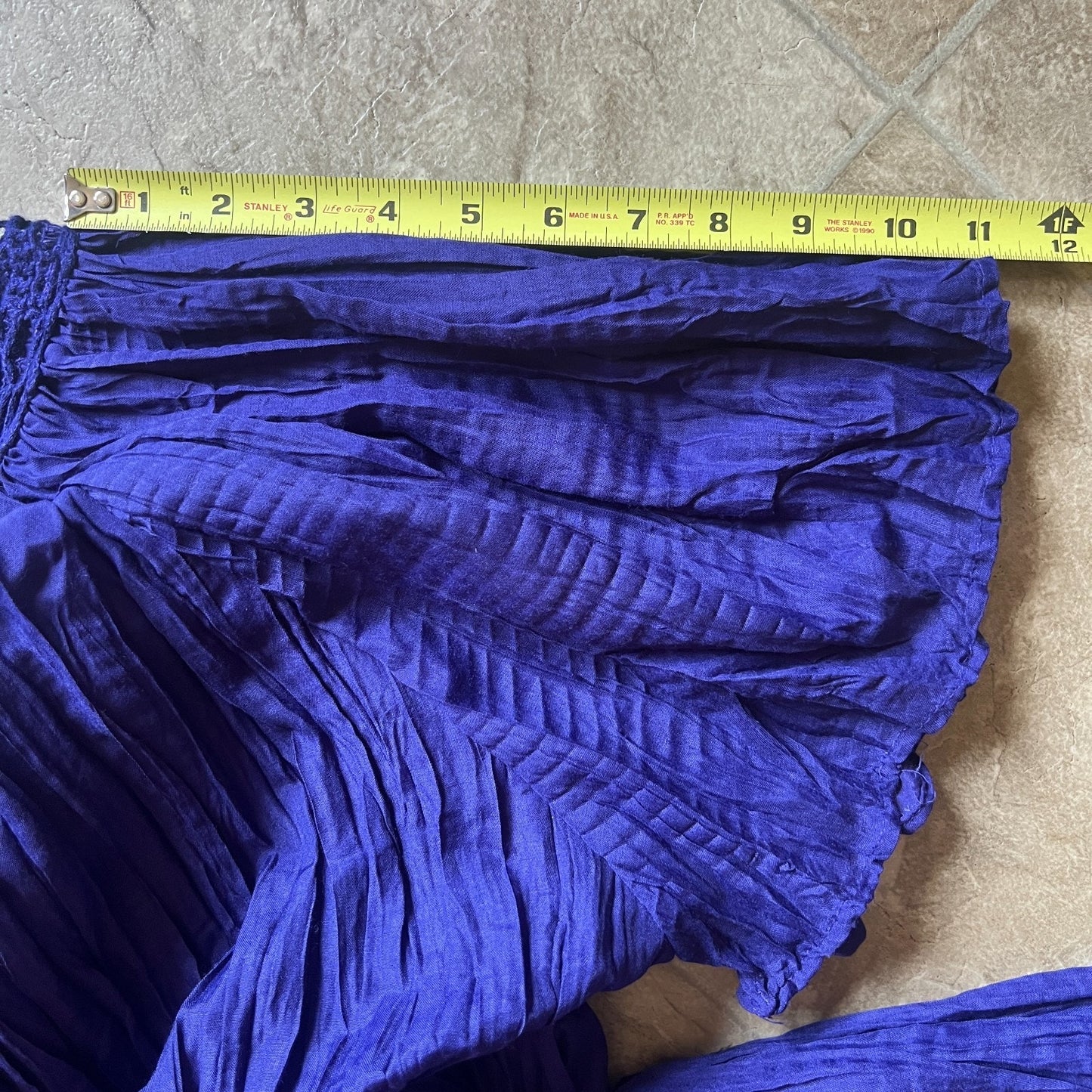 Vintage Bobbie Brooks Maxi Dress 3XL 22W Indigo Purple Crochet Neckline Crinkle Flowy