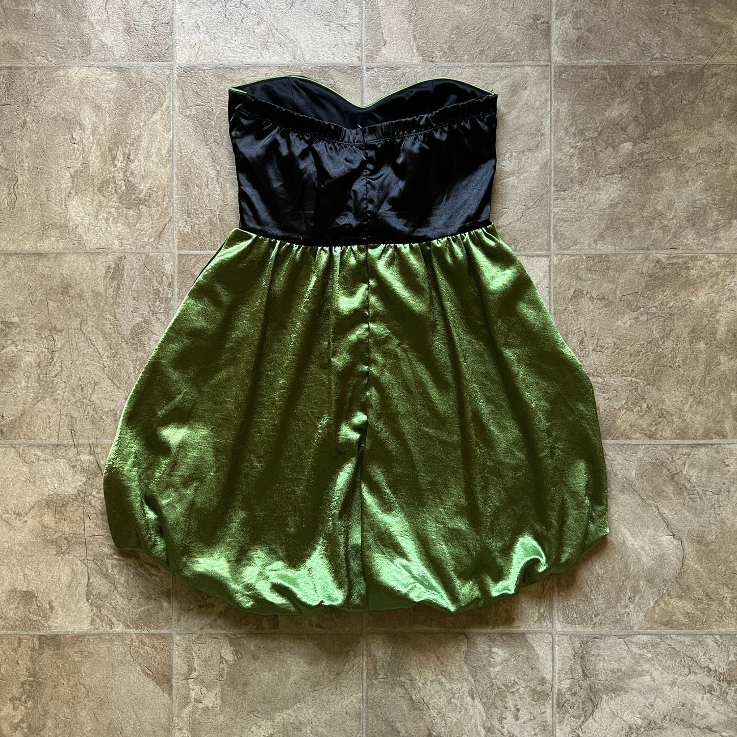 Vtg Y2K Trixxi Mini Dress Black Green Bow Bubble Hem Mall Goth Punk Hoco Party