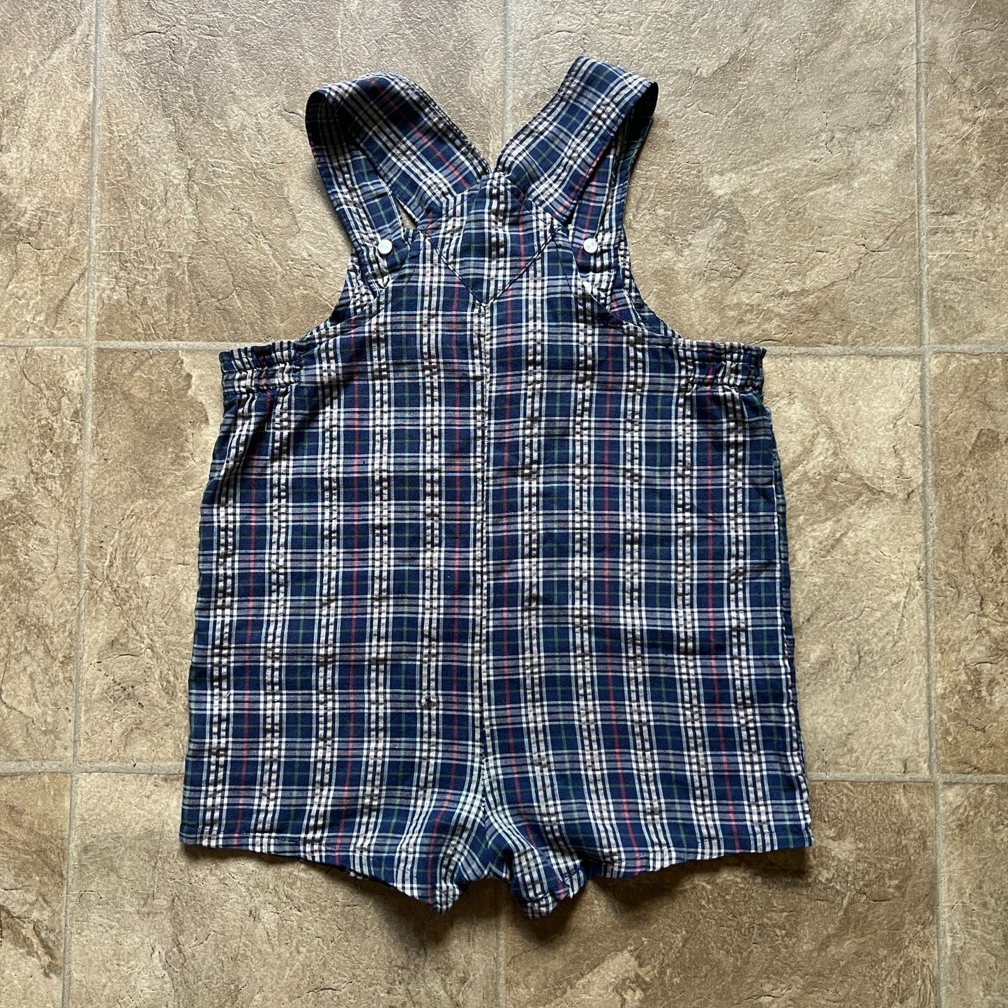 Vtg Sesame Street Elmo Caming Fun Plaid Overalls 24 Months Embroidered Retro Fun