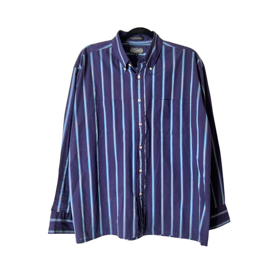 Vtg 90s Members Only Button-down Blue Striped Classic Preppy Nautical Maximalist