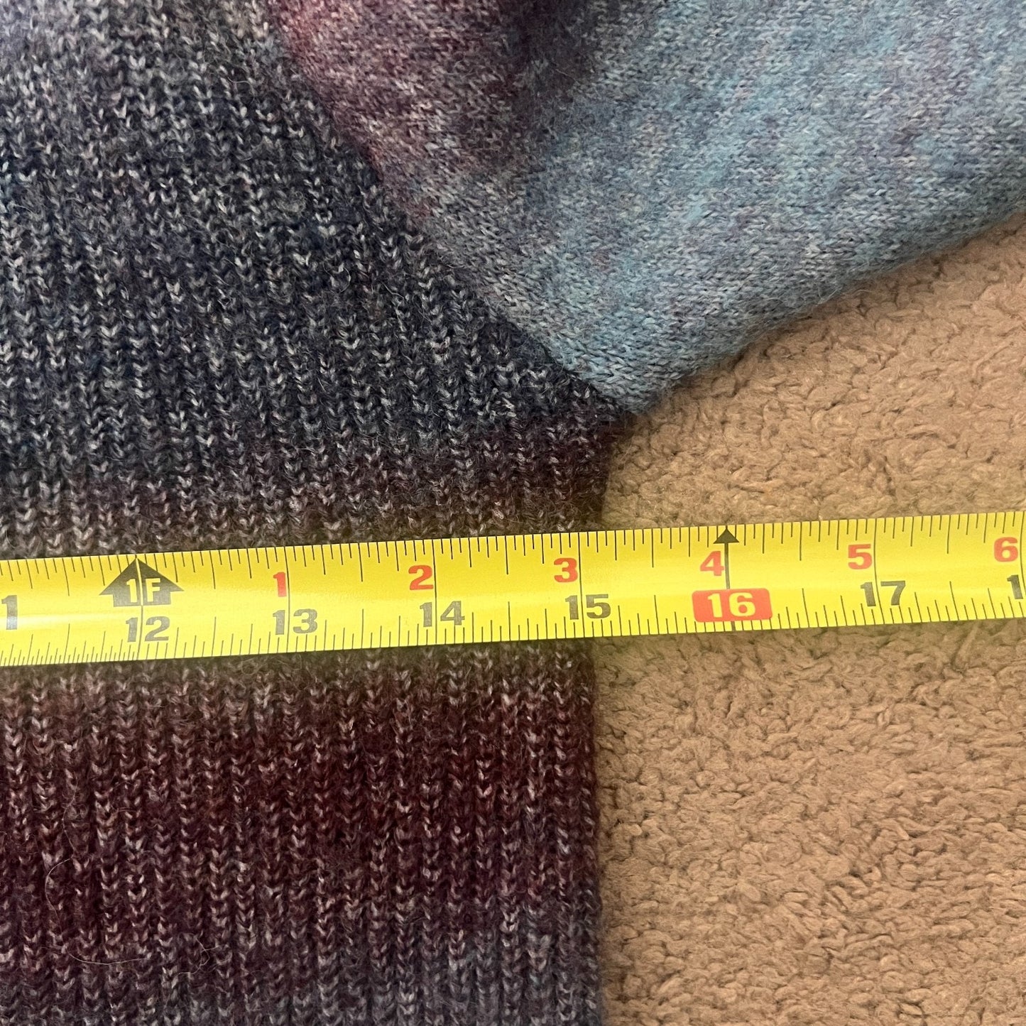 Womens Multi-color Ombre Mock Neck Sweater S Puff Sleeve Whimsigoth Twee Cozy