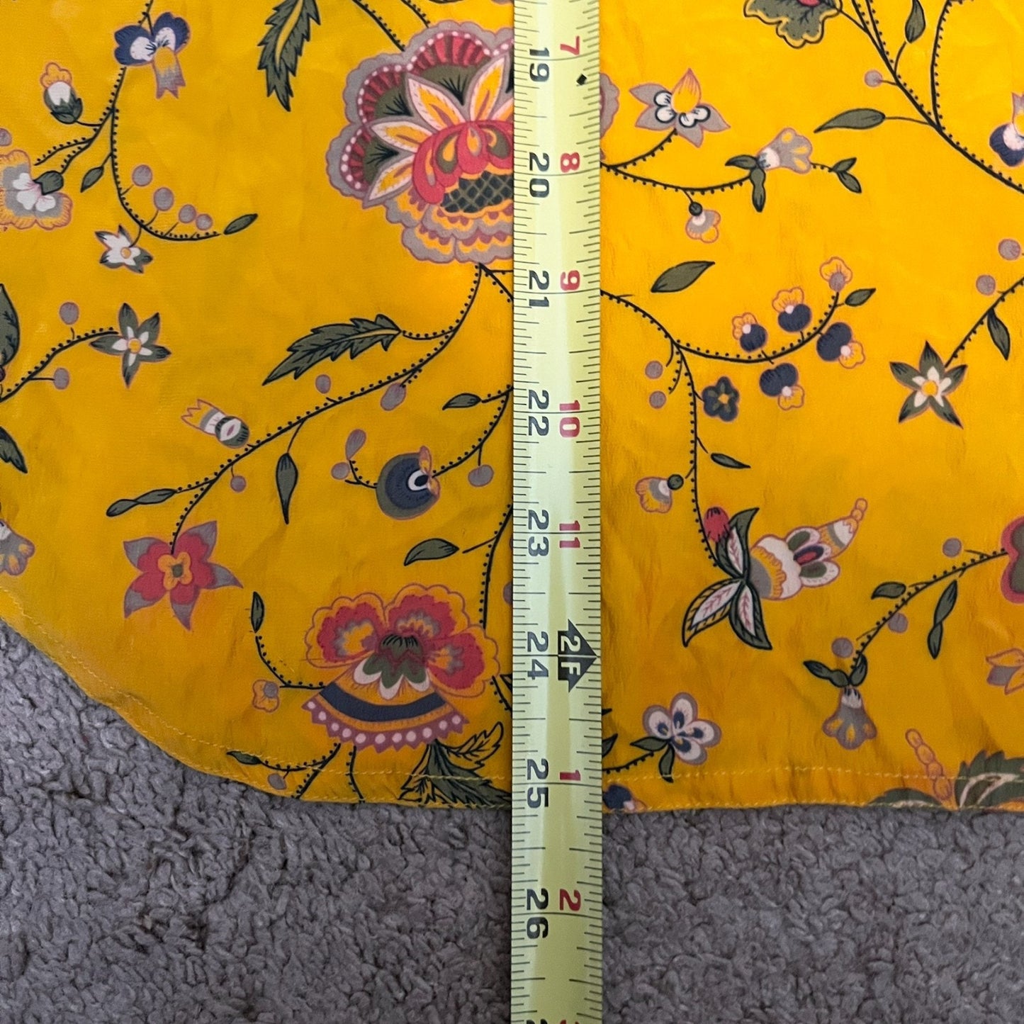 Vtg Liz Claiborne 100% Silk Blouse Mustard Yellow Paisley Floral Boho Maximalist
