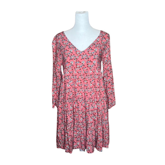 Natural Life Pink Floral Babydoll Dress M Boho Cottagecore Whimsical Soft Girl