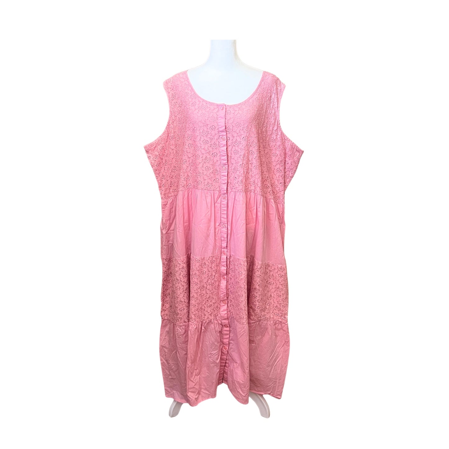 Vtg 90s American Sweetheart Maxi Dress 3X Pink Floral Romantic Feminine Soft Girl