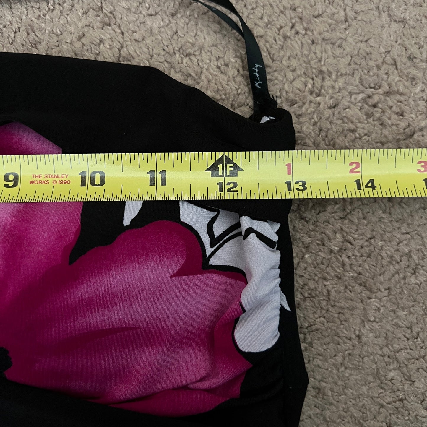 Vtg Y2K Babydoll Halter Dress Size S Black Pink Floral Slinky Feminine Fairy Resort