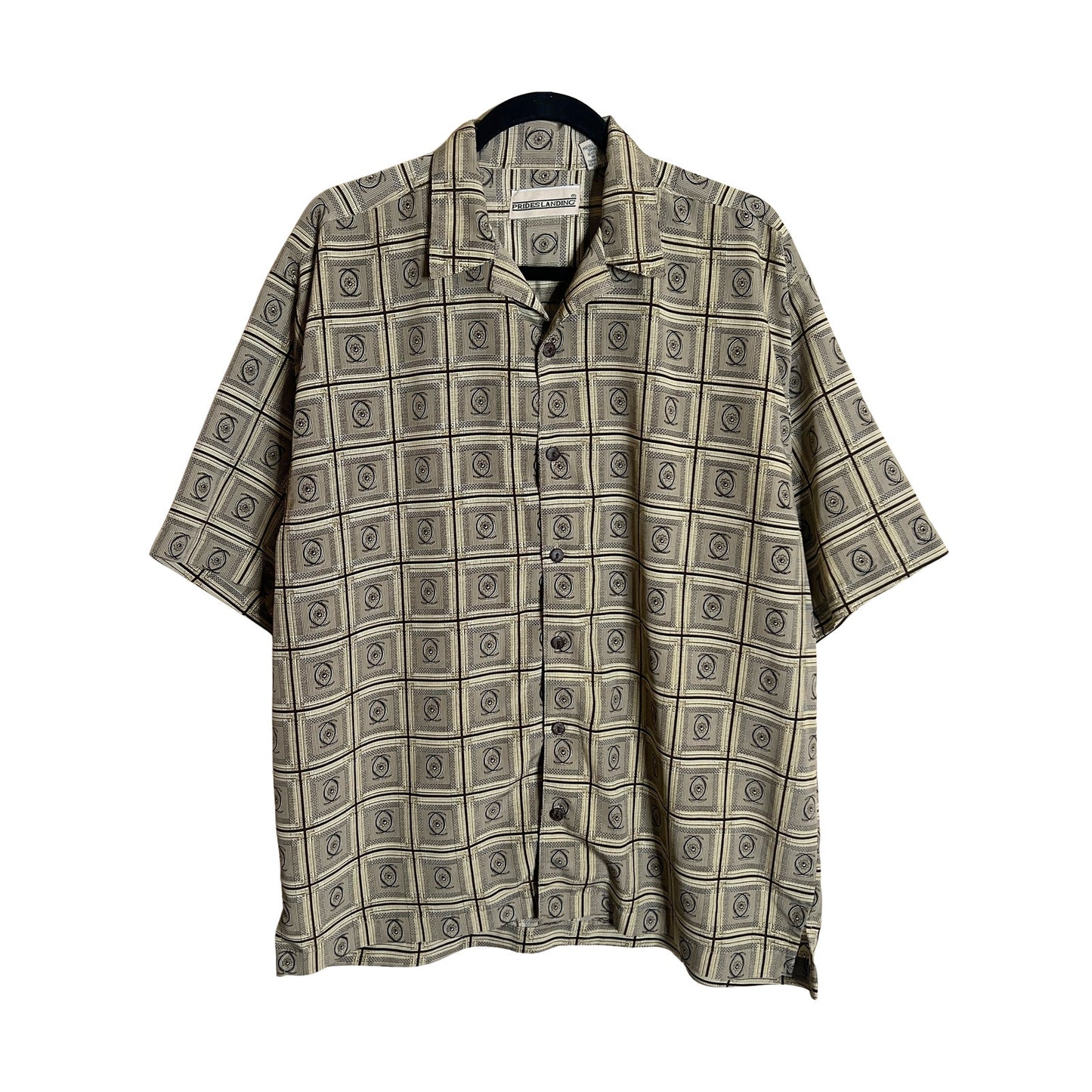 Vtg 90s Prides Landing Shirt Geometric Groovy Resort Vacation Cruise Summer