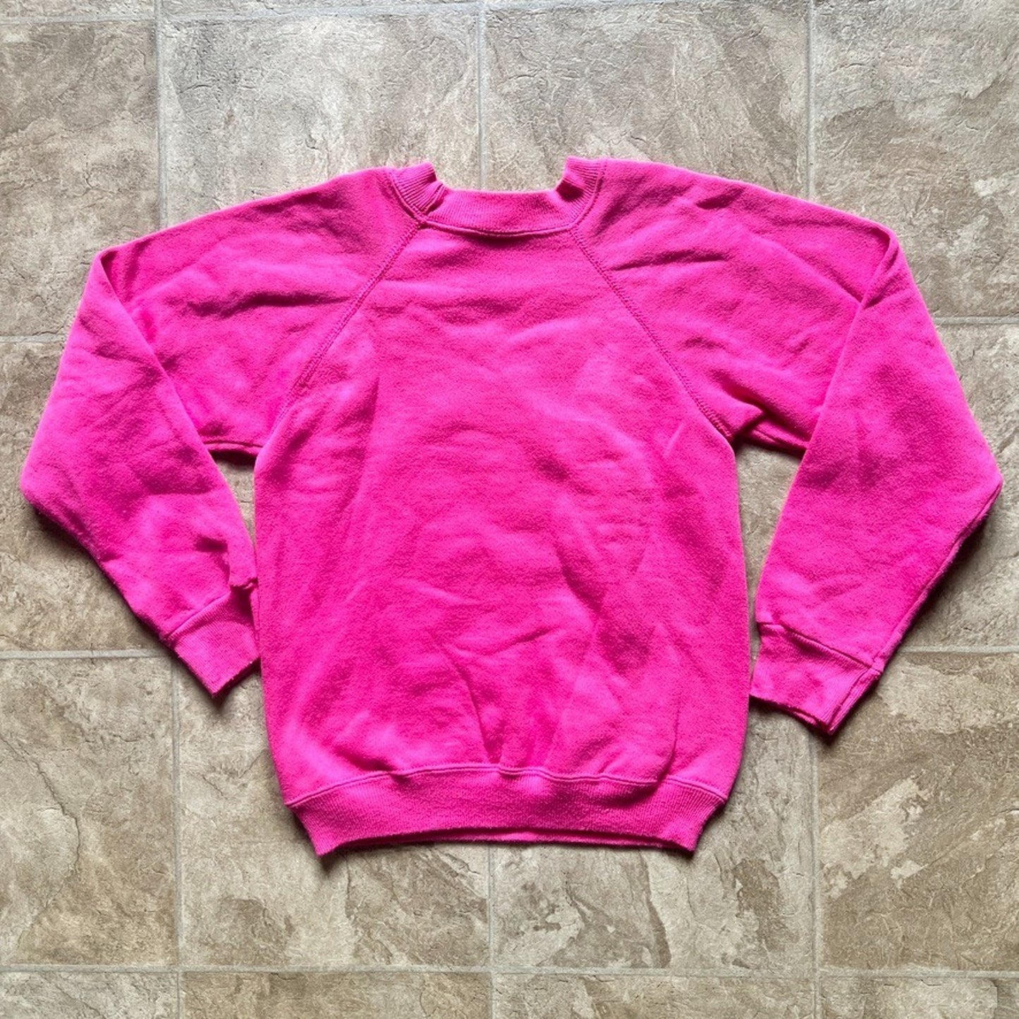 Vtg 90s Hanes Girls Big Sister Cat Sweatshirt M Pink Puffy Paint Cute Nostalgic