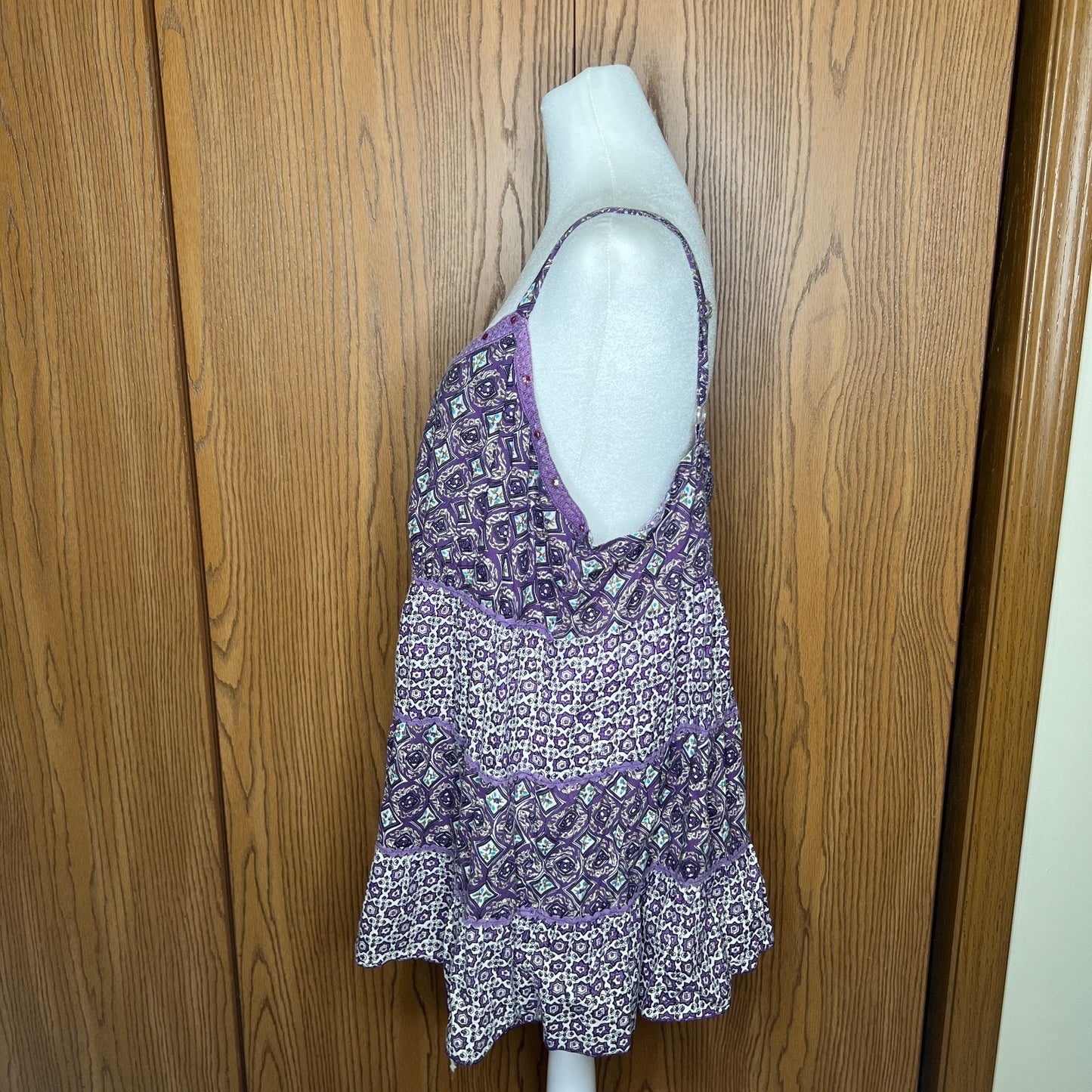 Vtg Y2K Fashion Bug Babydoll Tank Top 2X Purple Sequin Whimsigoth Fairy Festival