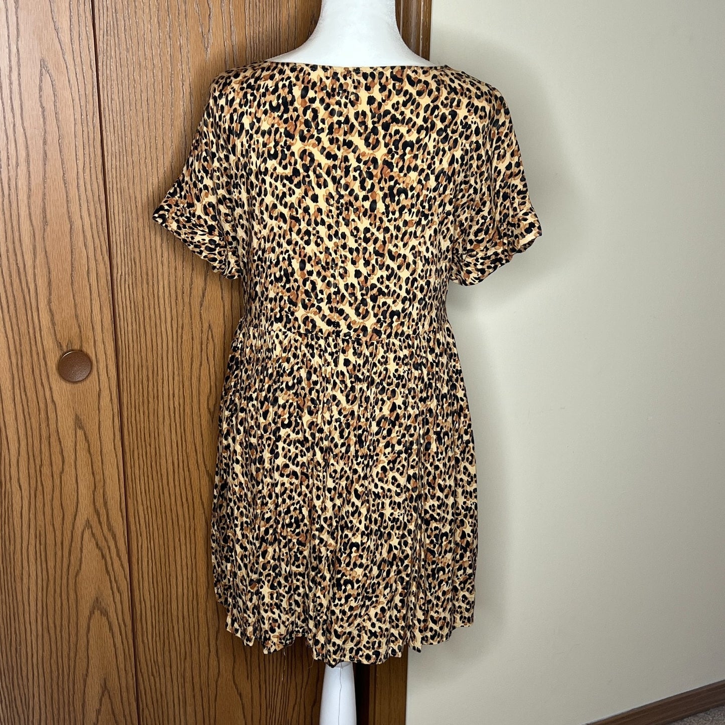 Aura Womens Leopard Print Babydoll Dress Knee Length Y2K Baddie Punk Feminine