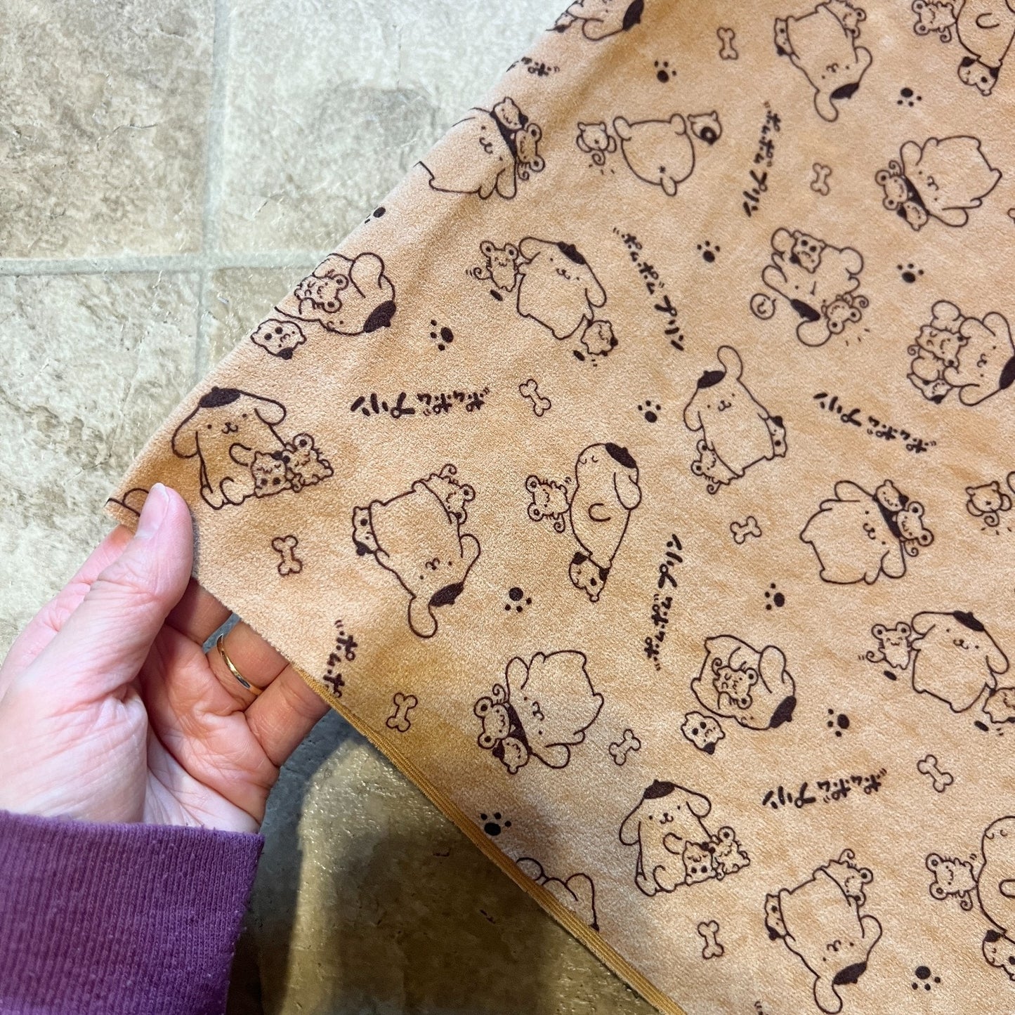 Vtg Sanrio Pompompurin Velvet Fabric Japanese Kawaii Nostalgic Crafts Upcycling