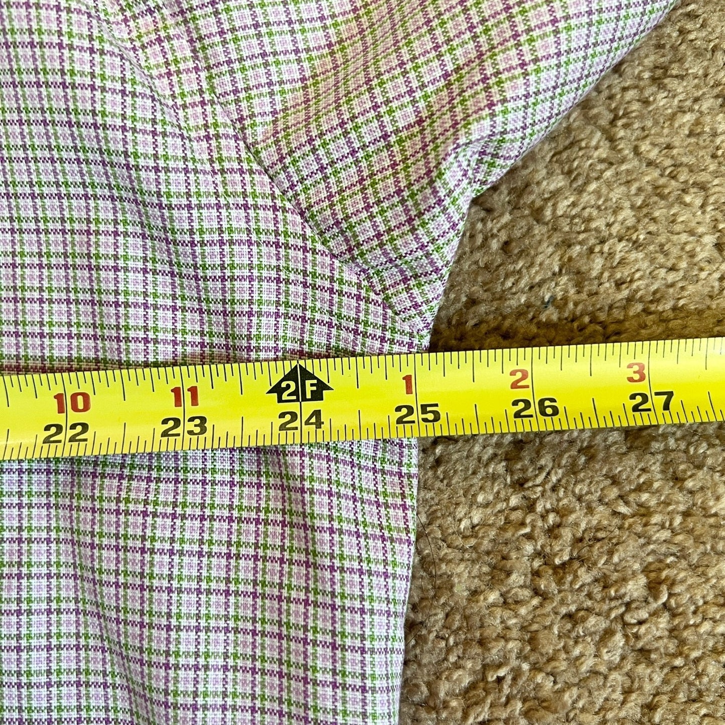 Vtg Burberry London Button-down Shirt L Plaid Purple Green Preppy Classic Career