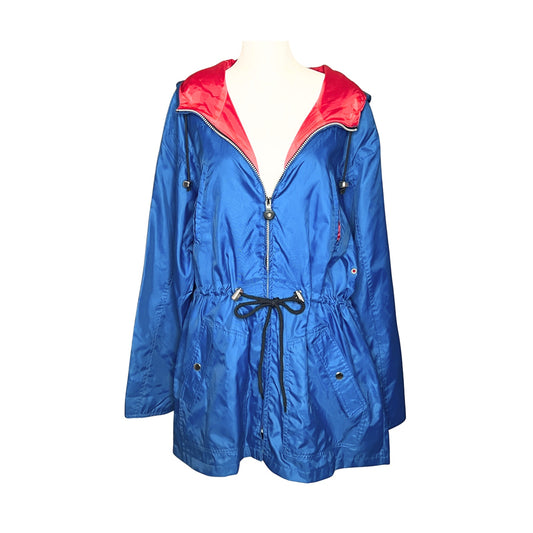 Vintage Current Seen Womens Windbreaker Jacket Size M Blue Red Waist Drawstring Gorpcore Outdoor
