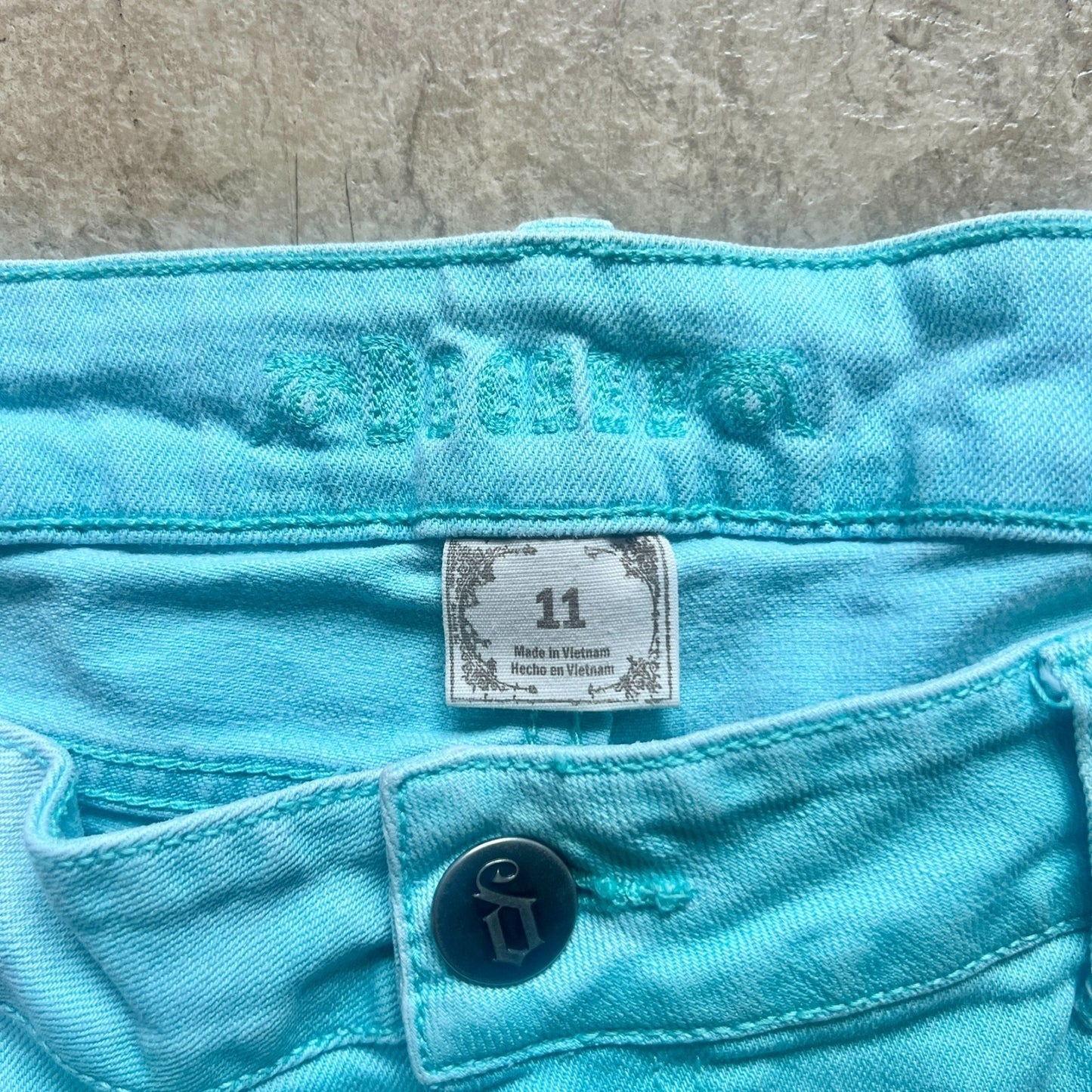 Decree Micro Mini Denim Shorts 11 Ice Blue Low Rise Y2K Festival Coconut Girl