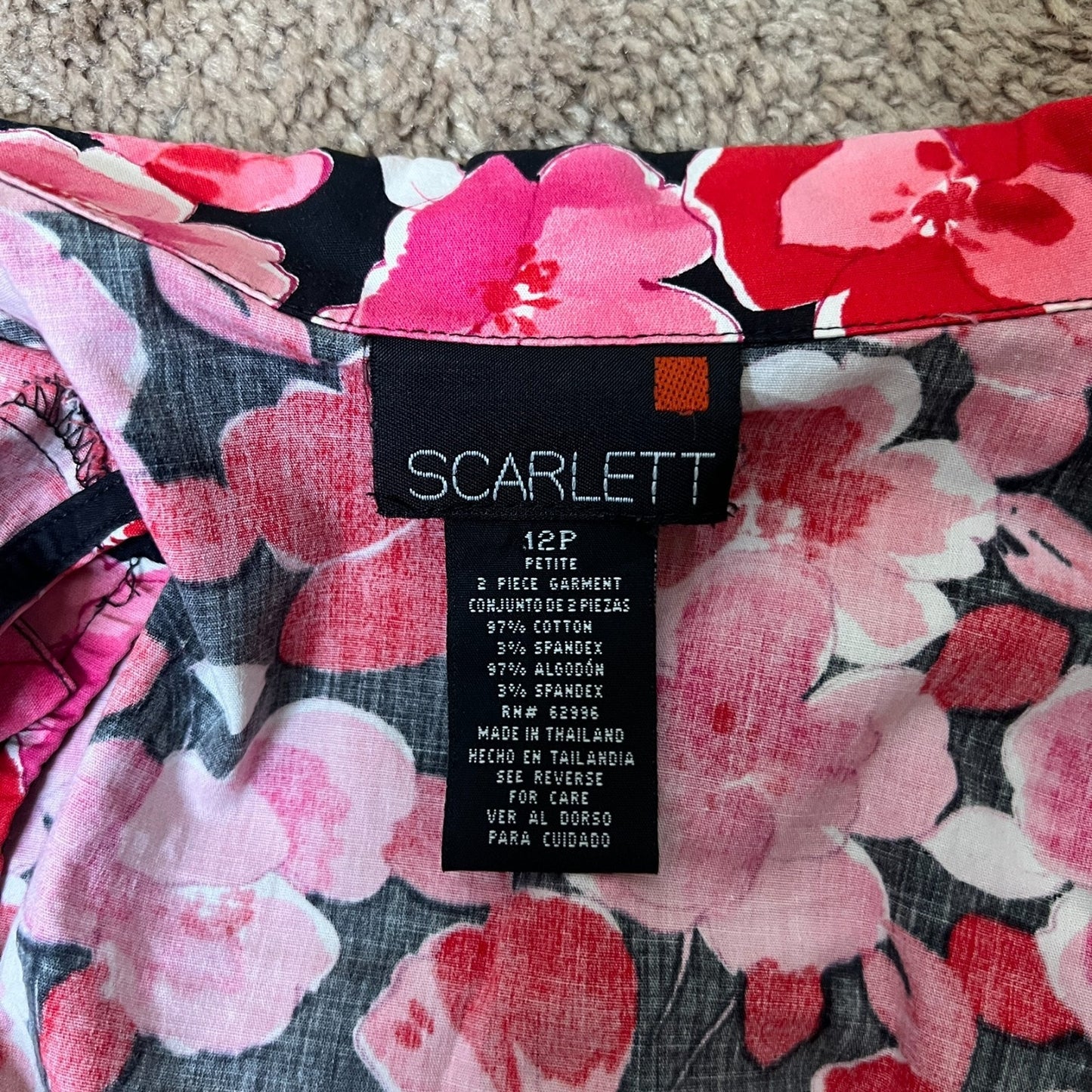 Vtg Y2K Scarlett Floral Sleeveless Top 12P Resort Vacation Mod Artsy Statement