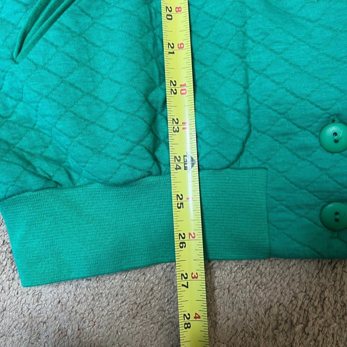 Vtg 80s Diamond Lattice Quilted Cardigan M Green Whimsical Grannycore Eclectic