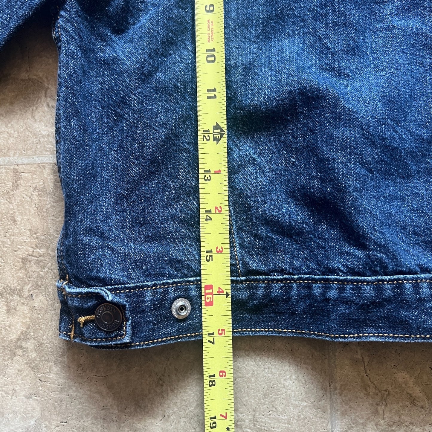 Oshkosh B'Gosh Kids Denim Jean Trucker Jacket Size 5 Snap Closure Logo Spellout