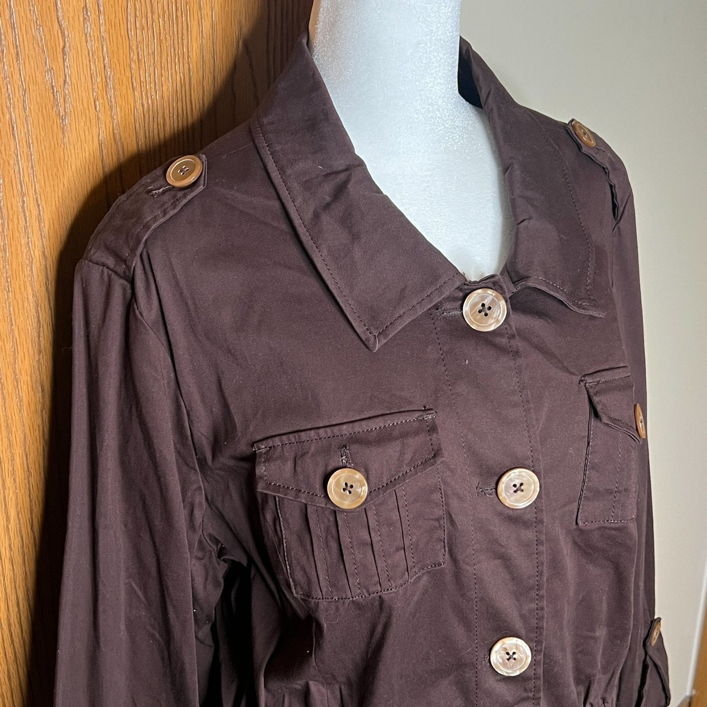 Larry Levine Womens Jacket Size XL Chocolate Brown Utility Grunge Baddie Lorelai Gilmore