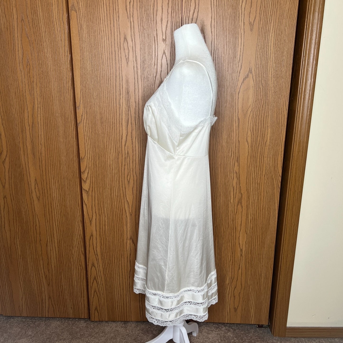 Vintage 80s Sliperfection White Slip Dress Lace Sheer Coquette Soft Girl Angel