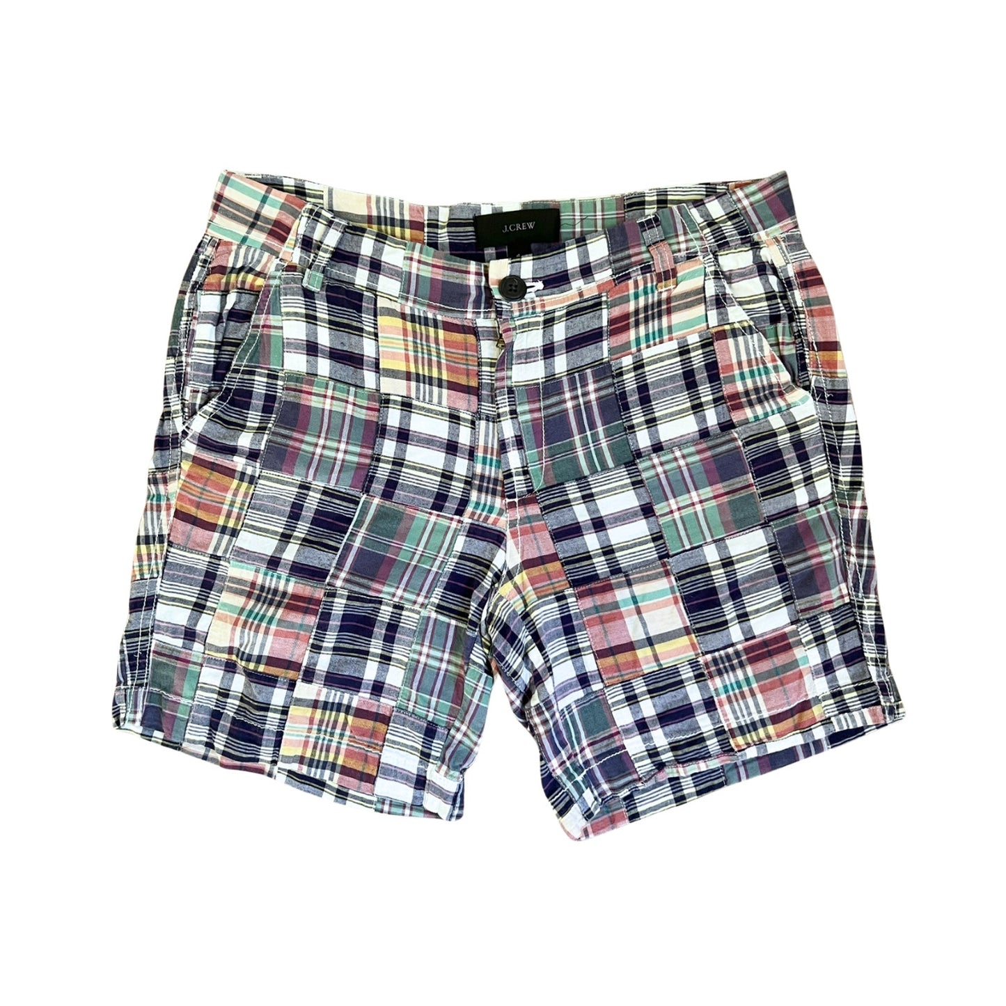 J. Crew Madras Plaid Shorts 4 Multi-color Patchwork Preppy Twee Rustic Summer